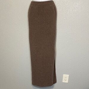 BLANC de CHINE Cozy Lambswool/Angora Chic Tan Maxi Skirt for Women
